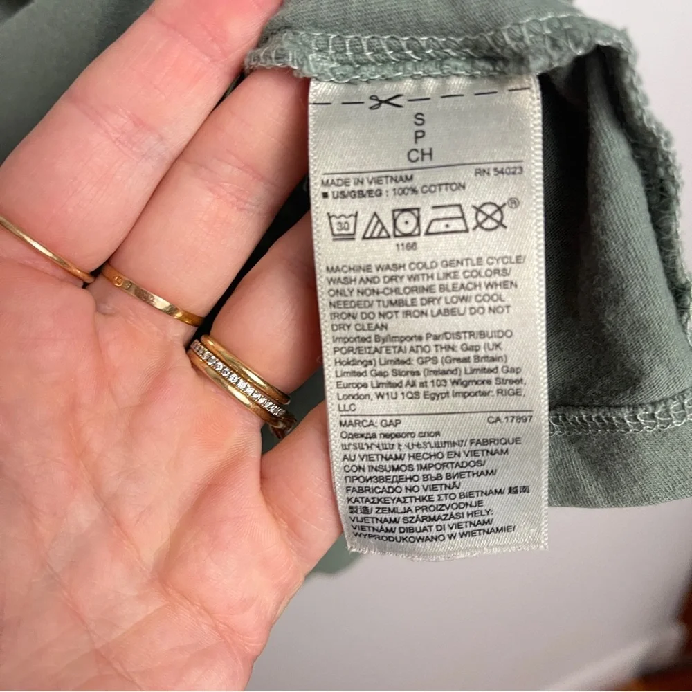GAP Olive Green Vintage Wash Tee Size S - Picture 4 of 4